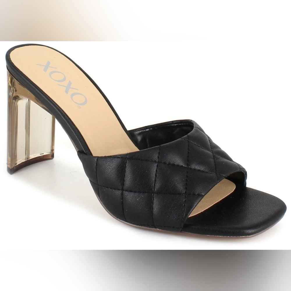XOXO Women's Vally Lucite Dress Heel Sandals - Black, Size 7.5
